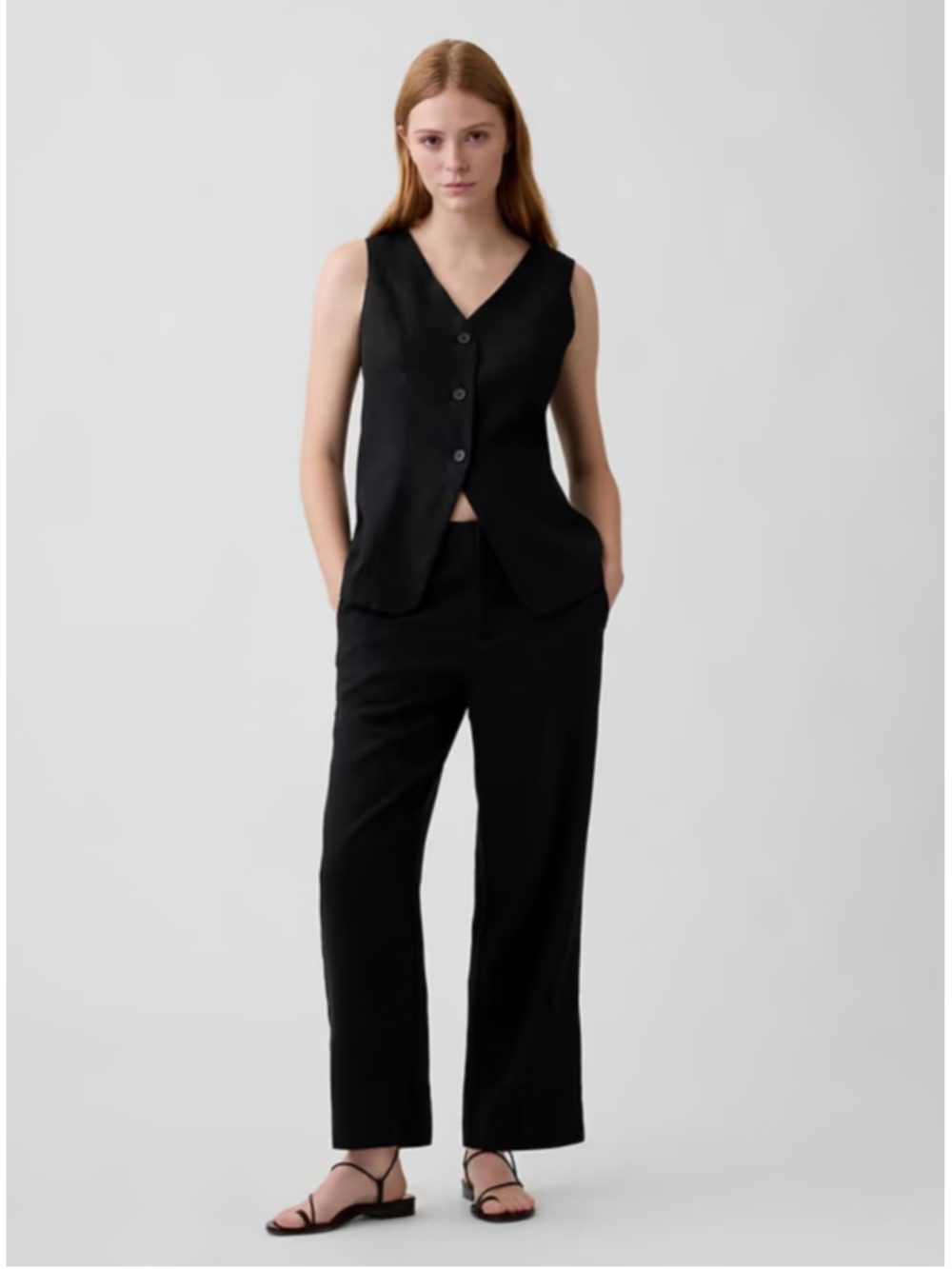 GAP High Rise Linen Rayon Straight Crop Pants Black Plus Size 18 NWT $70